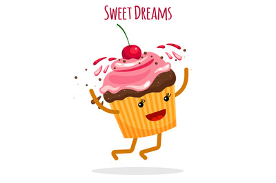 Happy cupcake charcter card