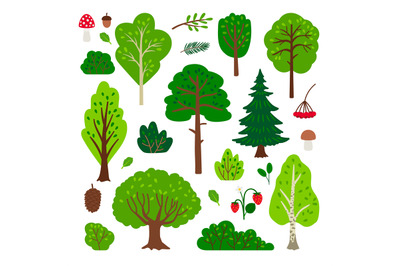 Cartoon forest tree set