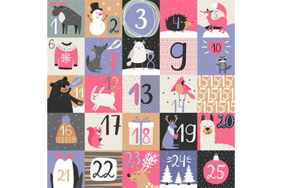 Advent calendar with winter animals