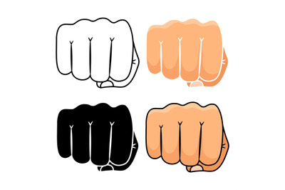 Fist punch icons set