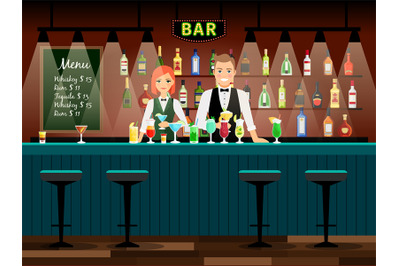 Male and female bartenders