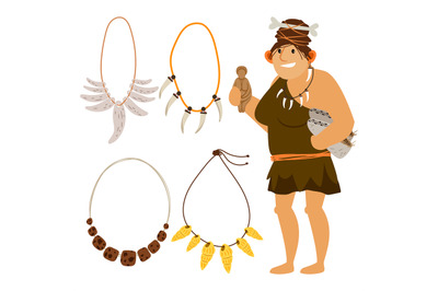 Stone age cartoon woman shopping