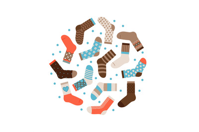 Warm winter socks round vector concept isolated