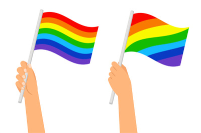 Rainbow flag in hand