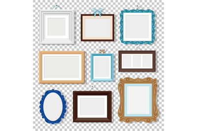 Classic photo frames on transparent