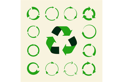 Recycle arrows vector set - ecology icons collection