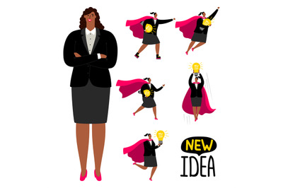 Successful afroamerican businesswoman - new idea vector concept