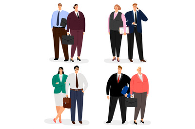 Vector business couple characters isolated on white background