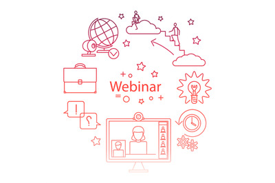 Webinar line icon vector, online education vector concept