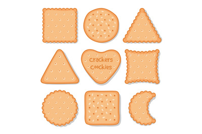 Biscuit cookie snacks. Vector cookies biscuits for teatime isolated, b