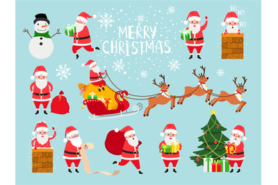 Funny vector santa. Cute vector santa claus grandfather for christmas