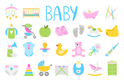 Cartoon baby icon set