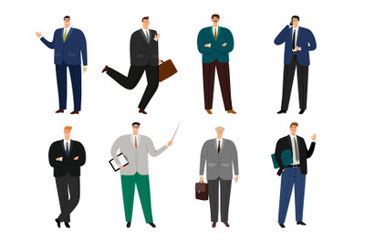 Office cheerful man avatar set