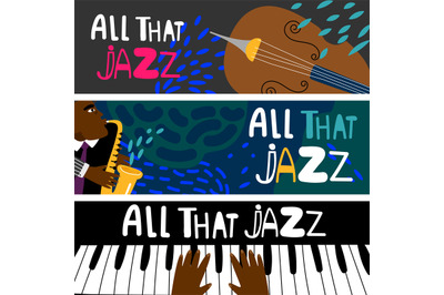 Jazz piano, saxophonist banners