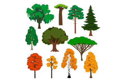 Cartoon trees icons set