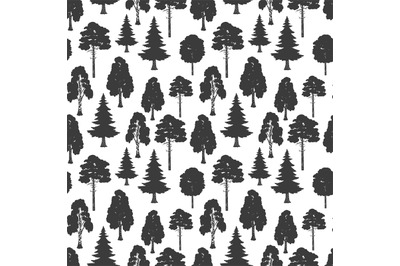 Scandinavian style vector forest seamless pattern monochrome