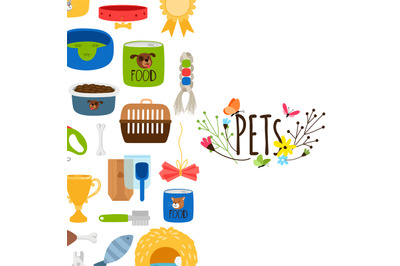 Vector pets background with pet shop icons