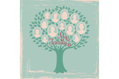 Vintage genealogy tree. Genealogical family tree vector illustration