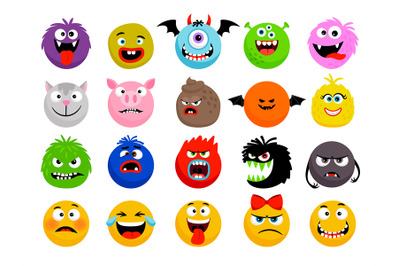 Monster and animal emoticons