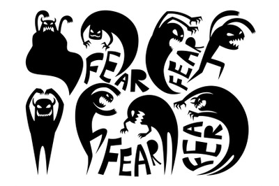 Fear silhouettes icons