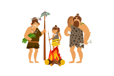 Cartoon cavemen family