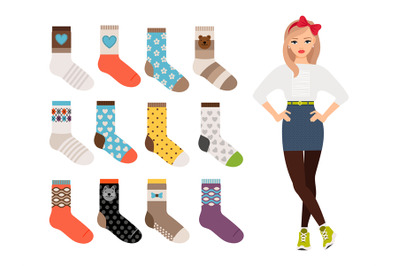 Woman warm and casual socks collection