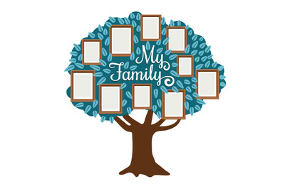 Family Tree with photo frame isolated on white