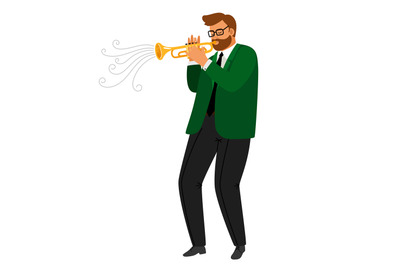 Man performance musical blues, jazz trumpeter vector