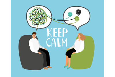 Keep calm, psychiatrist listening and counseling patient