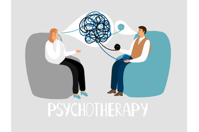 Psychotherapy, treatment of mental problems. Psychotherapist listens t