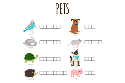 Word game for kids how named animal vector illustration with cartoon c