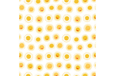 Cartoon character sun seamless pattern