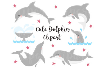 Dolphins Clipart, Cute Dolphin Clip art, Sea Life Clipart,