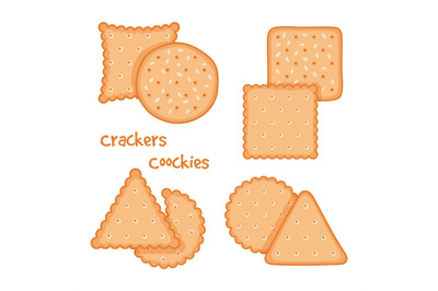 Tasty crackers and cookies set vector illustration