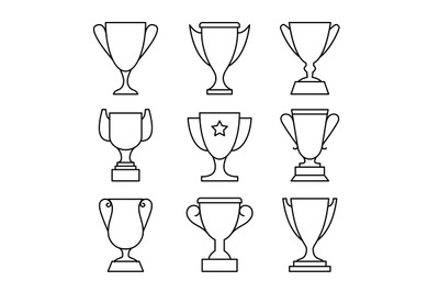 Awarding cup line icons