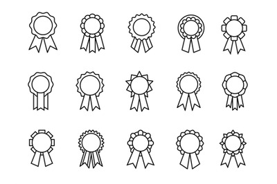 Awards ribbons line icons