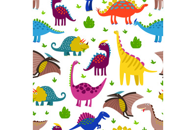 Cute colored dinosaurus seamless pattern vector design