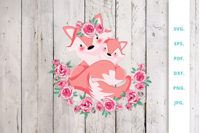 Floral Foxes Graphics and Illustration Clipart 1