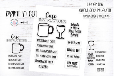 Mug and Wine Glass Wash&amp;nbsp;Instruction Care&amp;nbsp;Stickers