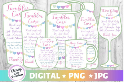 Tumbler Care Cards - Hearts Edition PNG JPG