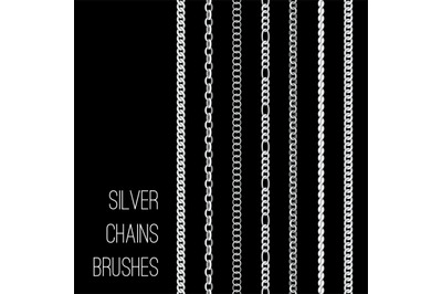 Silver chains set isolated on black