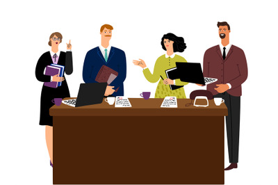 Business meeting man and woman negotiations vector concept