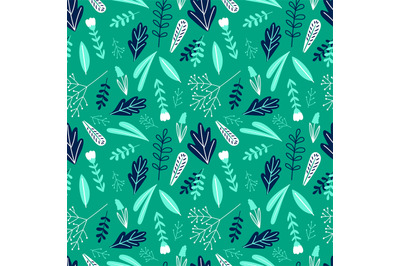 Cartoon floral green seamless pattern vector design