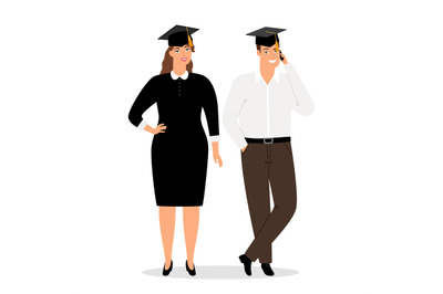 Graduates people in official clothes vector illustration