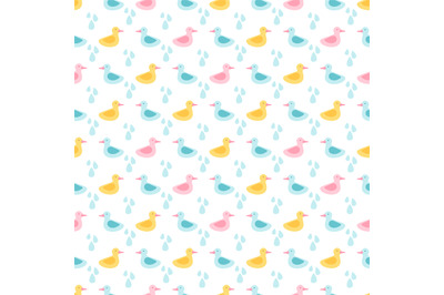 Rubber ducks and water drops seamless pattern vector design