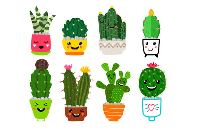 Smiling cacti in pots