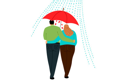 Couple in love under umbrella