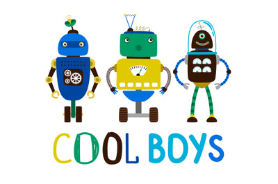 Cool boys robot t-shirt design