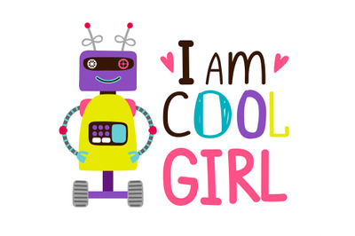 Girsl t-shirt design with robot