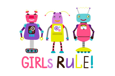 Cute robot girls t-shirt design